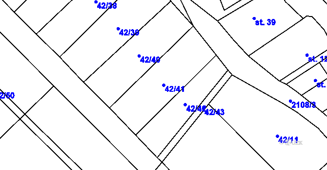 Parcela st. 42/41 v KÚ Olbramkostel, Katastrální mapa