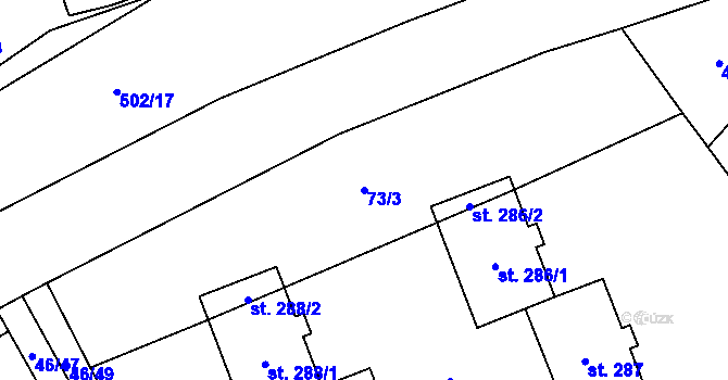 Parcela st. 73/3 v KÚ Olbramkostel, Katastrální mapa