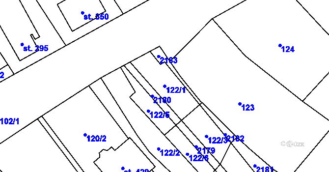 Parcela st. 122/1 v KÚ Olbramkostel, Katastrální mapa