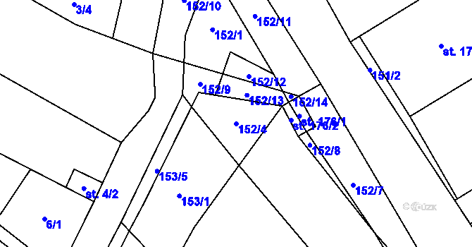 Parcela st. 152/4 v KÚ Olbramkostel, Katastrální mapa