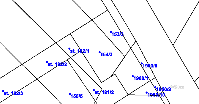 Parcela st. 154/3 v KÚ Olbramkostel, Katastrální mapa