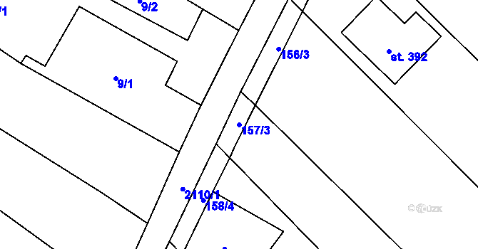 Parcela st. 157/3 v KÚ Olbramkostel, Katastrální mapa