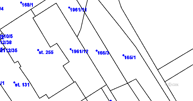 Parcela st. 166/3 v KÚ Olbramkostel, Katastrální mapa
