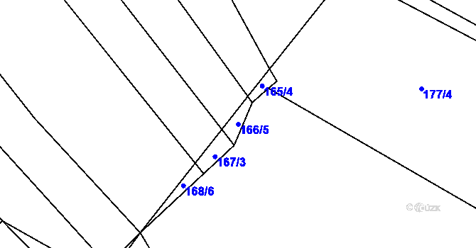 Parcela st. 166/5 v KÚ Olbramkostel, Katastrální mapa