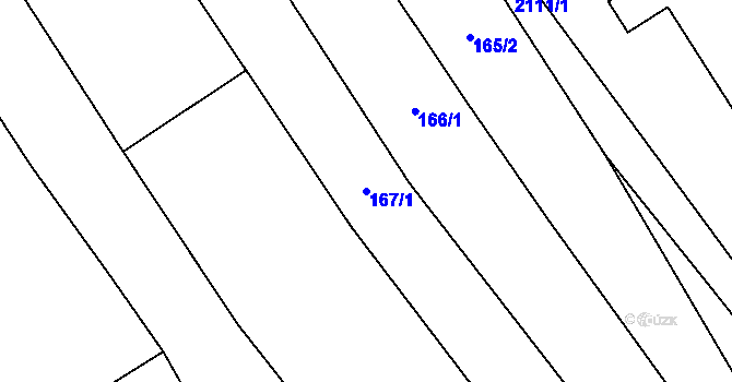 Parcela st. 167/1 v KÚ Olbramkostel, Katastrální mapa