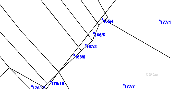 Parcela st. 167/3 v KÚ Olbramkostel, Katastrální mapa