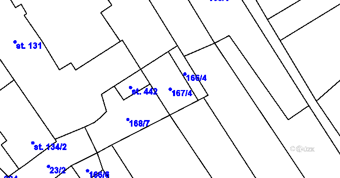 Parcela st. 167/4 v KÚ Olbramkostel, Katastrální mapa