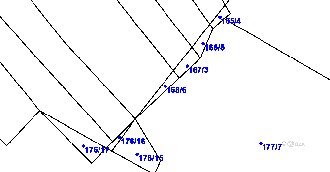 Parcela st. 168/6 v KÚ Olbramkostel, Katastrální mapa