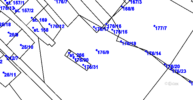 Parcela st. 176/9 v KÚ Olbramkostel, Katastrální mapa
