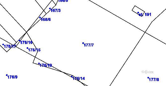 Parcela st. 177/7 v KÚ Olbramkostel, Katastrální mapa