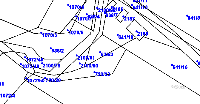 Parcela st. 638/3 v KÚ Olbramkostel, Katastrální mapa