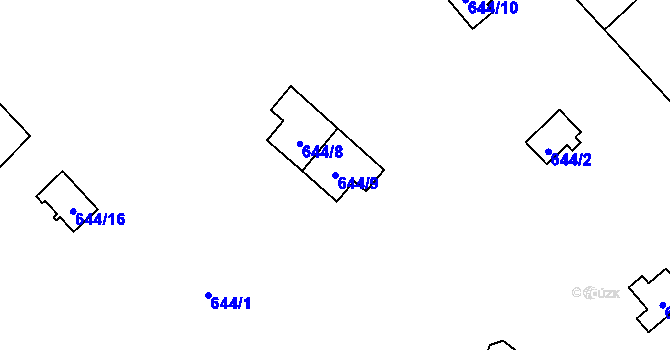 Parcela st. 644/9 v KÚ Olbramkostel, Katastrální mapa