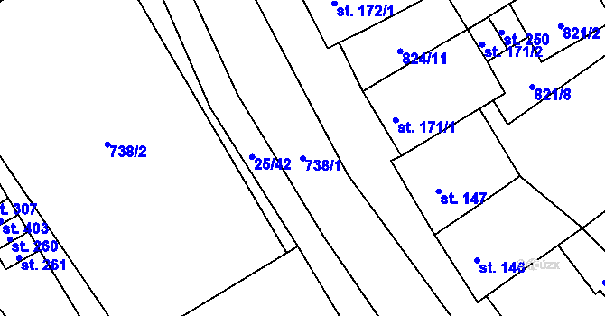 Parcela st. 738/1 v KÚ Olbramkostel, Katastrální mapa