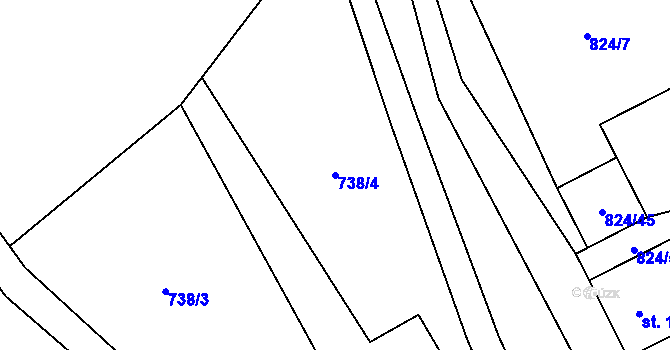 Parcela st. 738/4 v KÚ Olbramkostel, Katastrální mapa