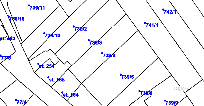 Parcela st. 739/4 v KÚ Olbramkostel, Katastrální mapa