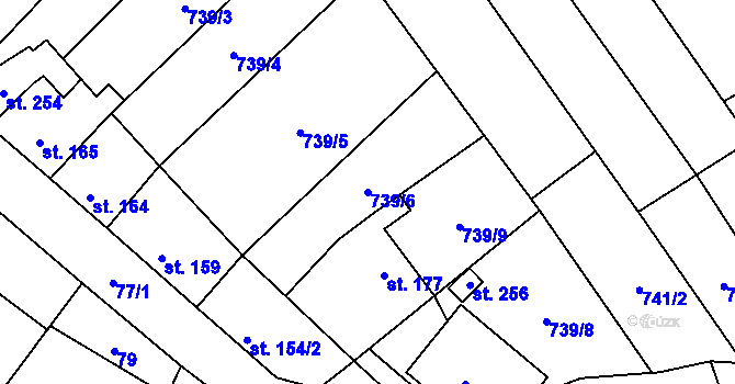 Parcela st. 739/6 v KÚ Olbramkostel, Katastrální mapa