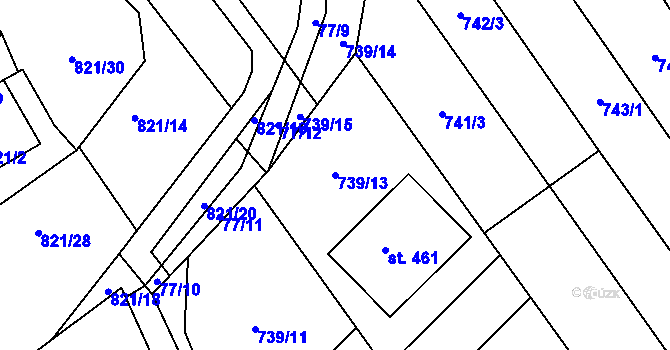 Parcela st. 739/13 v KÚ Olbramkostel, Katastrální mapa