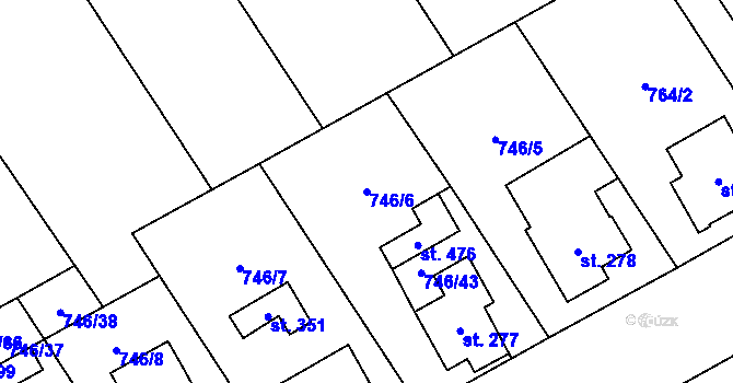 Parcela st. 746/6 v KÚ Olbramkostel, Katastrální mapa