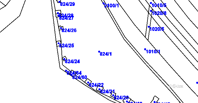 Parcela st. 824/1 v KÚ Olbramkostel, Katastrální mapa