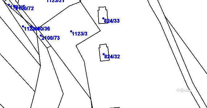 Parcela st. 824/32 v KÚ Olbramkostel, Katastrální mapa