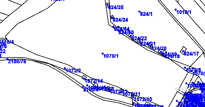Parcela st. 1070/1 v KÚ Olbramkostel, Katastrální mapa