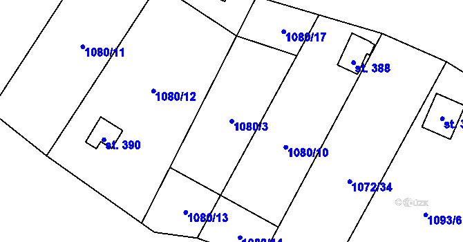 Parcela st. 1080/3 v KÚ Olbramkostel, Katastrální mapa