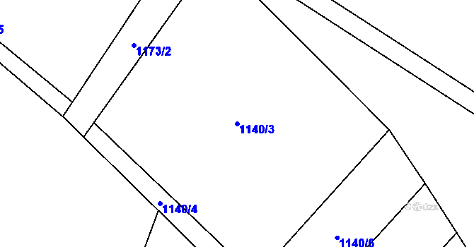 Parcela st. 1140/3 v KÚ Olbramkostel, Katastrální mapa