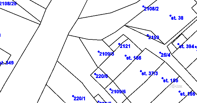 Parcela st. 2109/3 v KÚ Olbramkostel, Katastrální mapa
