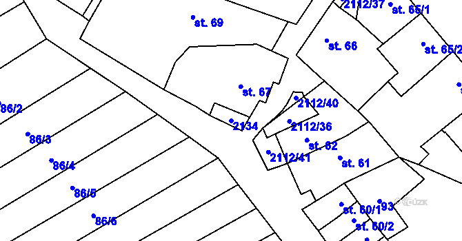 Parcela st. 2134 v KÚ Olbramkostel, Katastrální mapa