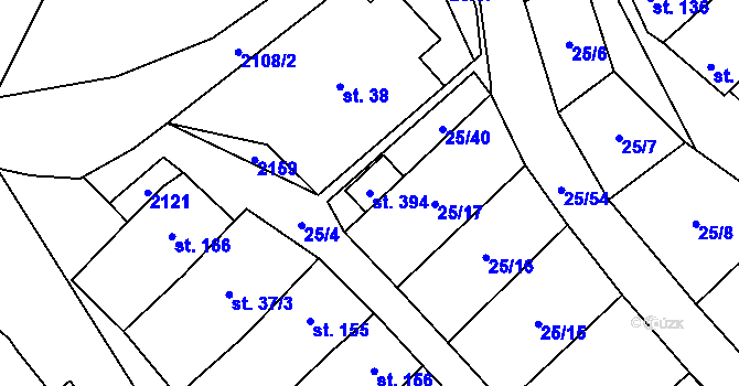 Parcela st. 394 v KÚ Olbramkostel, Katastrální mapa
