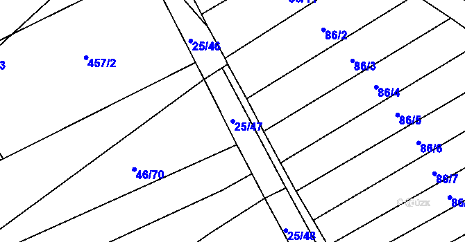 Parcela st. 25/47 v KÚ Olbramkostel, Katastrální mapa