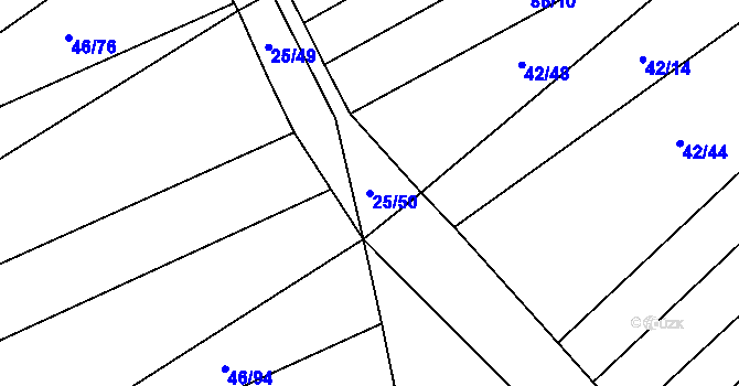 Parcela st. 25/50 v KÚ Olbramkostel, Katastrální mapa