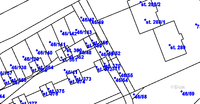 Parcela st. 46/51 v KÚ Olbramkostel, Katastrální mapa