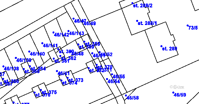 Parcela st. 46/52 v KÚ Olbramkostel, Katastrální mapa