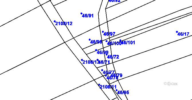 Parcela st. 46/99 v KÚ Olbramkostel, Katastrální mapa