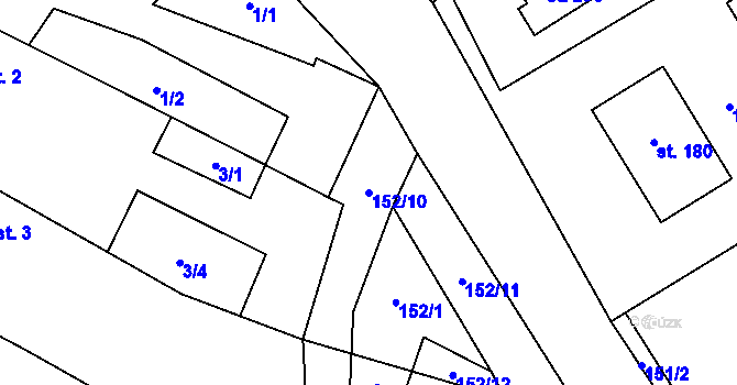 Parcela st. 152/10 v KÚ Olbramkostel, Katastrální mapa