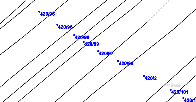 Parcela st. 420/97 v KÚ Olbramkostel, Katastrální mapa