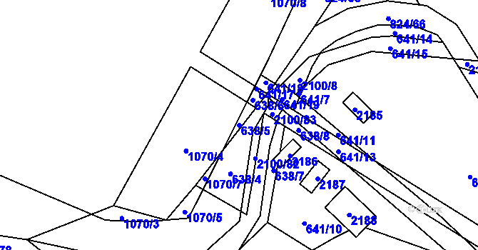 Parcela st. 638/5 v KÚ Olbramkostel, Katastrální mapa
