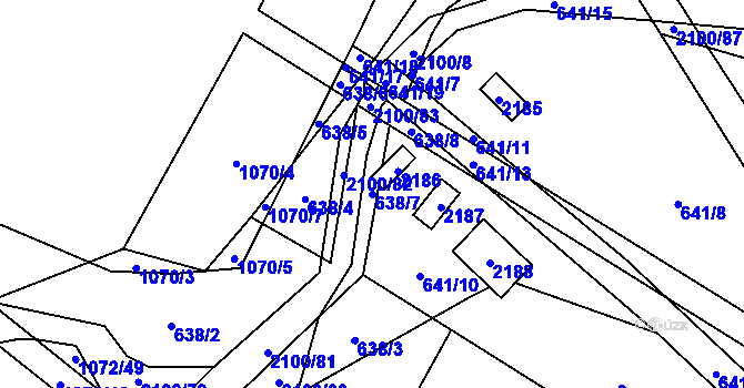 Parcela st. 638/7 v KÚ Olbramkostel, Katastrální mapa
