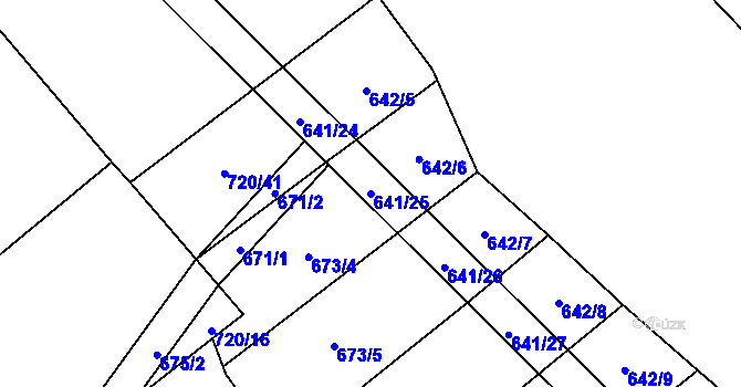 Parcela st. 641/25 v KÚ Olbramkostel, Katastrální mapa