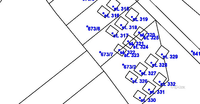 Parcela st. 673/7 v KÚ Olbramkostel, Katastrální mapa