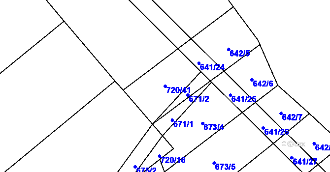 Parcela st. 720/41 v KÚ Olbramkostel, Katastrální mapa