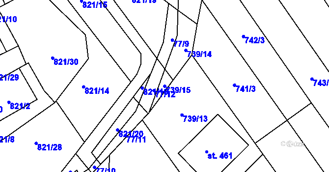 Parcela st. 739/15 v KÚ Olbramkostel, Katastrální mapa