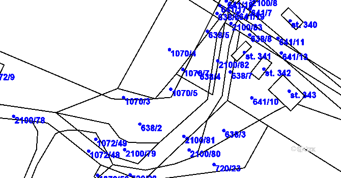 Parcela st. 1070/5 v KÚ Olbramkostel, Katastrální mapa
