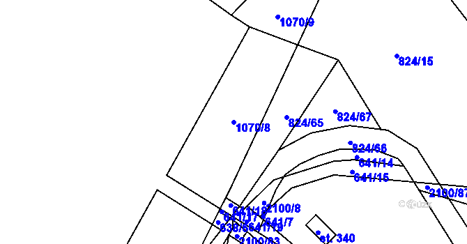 Parcela st. 1070/8 v KÚ Olbramkostel, Katastrální mapa