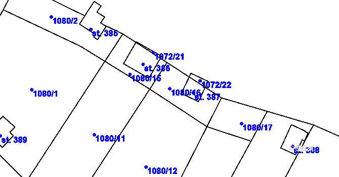 Parcela st. 1080/16 v KÚ Olbramkostel, Katastrální mapa