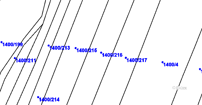 Parcela st. 1400/216 v KÚ Olbramkostel, Katastrální mapa