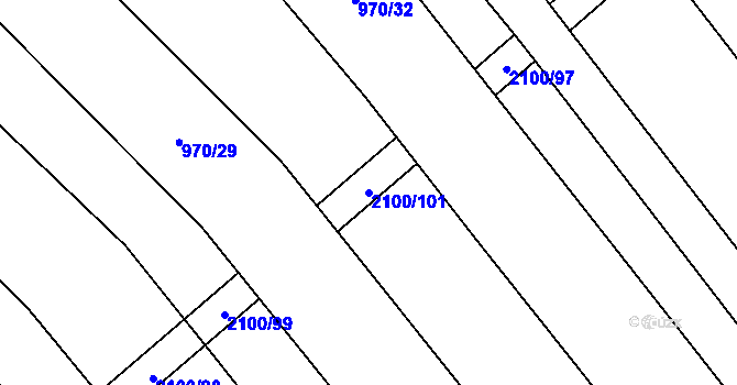 Parcela st. 2100/101 v KÚ Olbramkostel, Katastrální mapa