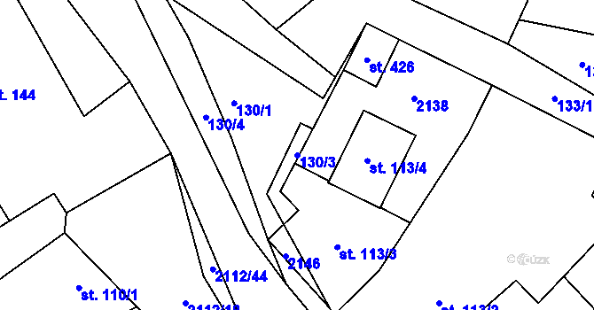Parcela st. 130/3 v KÚ Olbramkostel, Katastrální mapa
