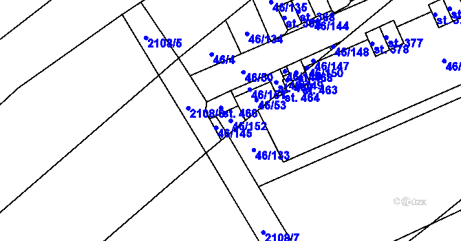 Parcela st. 46/152 v KÚ Olbramkostel, Katastrální mapa